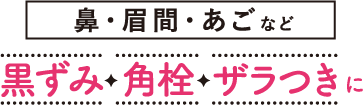 鼻・眉間・あごなどに 黒ずみ・角栓・ザラつきに